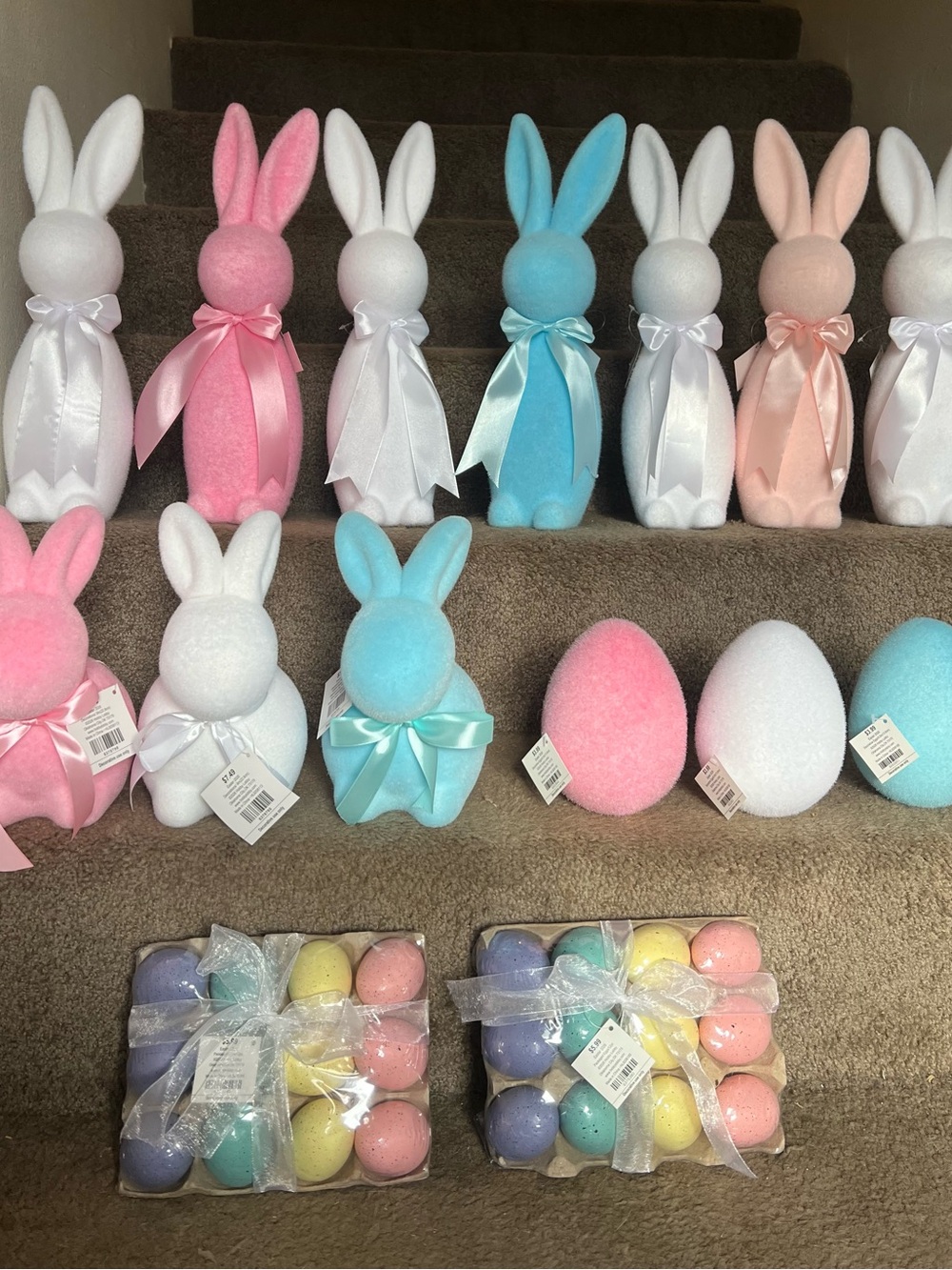 Hobby Lobby Pastel Easter Bunny & Egg Set in Pink, Blue, White, Peach - Picture 2 of 7